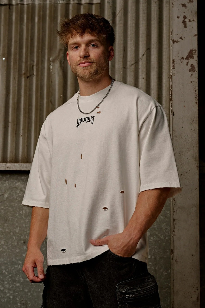 4144 DISTRESSED TEES CHARCOAL